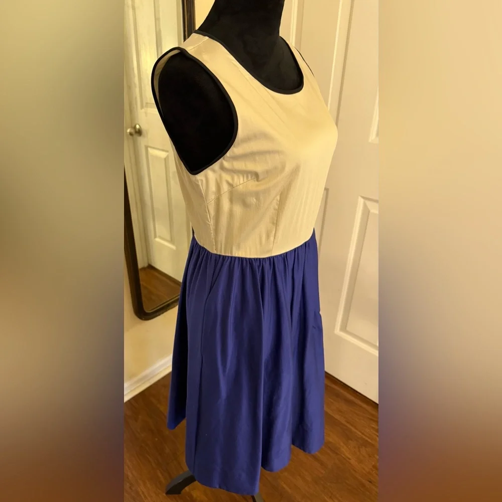 Kate Spade Classic Fit & Flare Dress • Size 8 • Vintage Two-Tone Blue & Cream